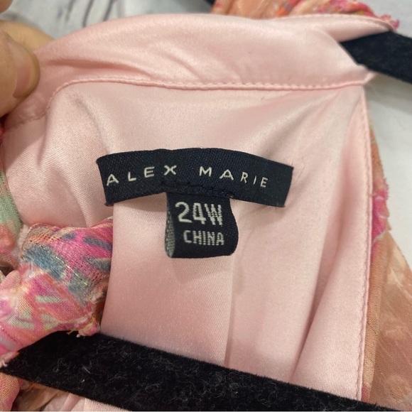 Alex Marie Plus Sz 24W Pink Teal Floral Halter Sleeveless Asymmetric Hem Easter - Picture 16 of 16